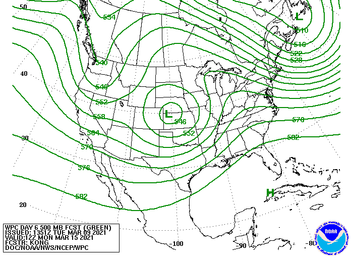 Day 6 500 MB Forecast